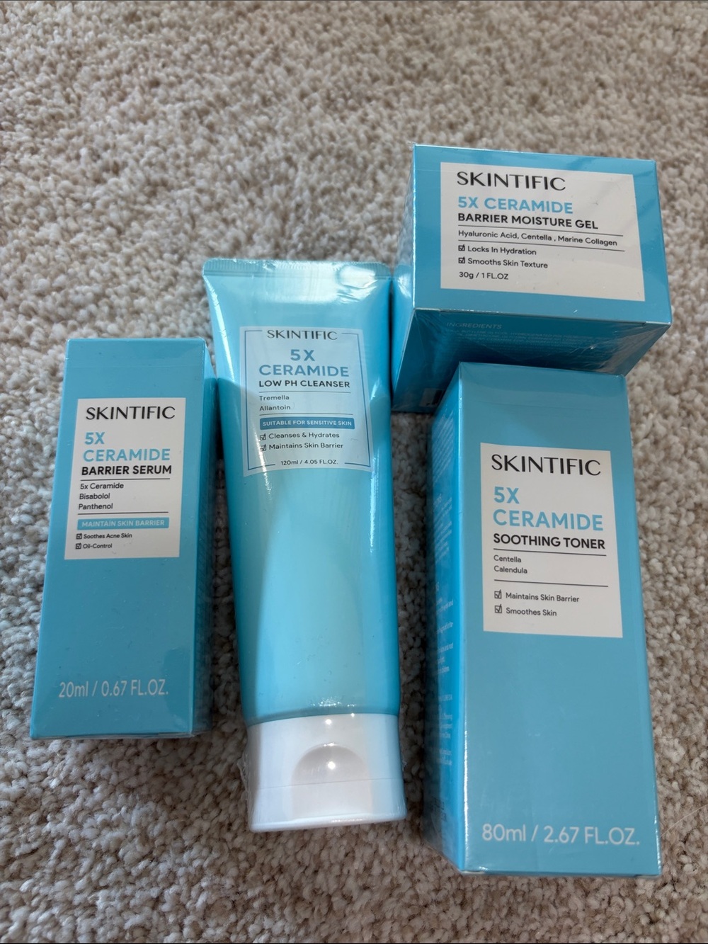 Skintific 5X Ceramide Hydrating Cleanser & Barrier Care, toner serum Korean